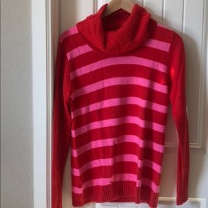super cute & soft red & pink striped sweater!